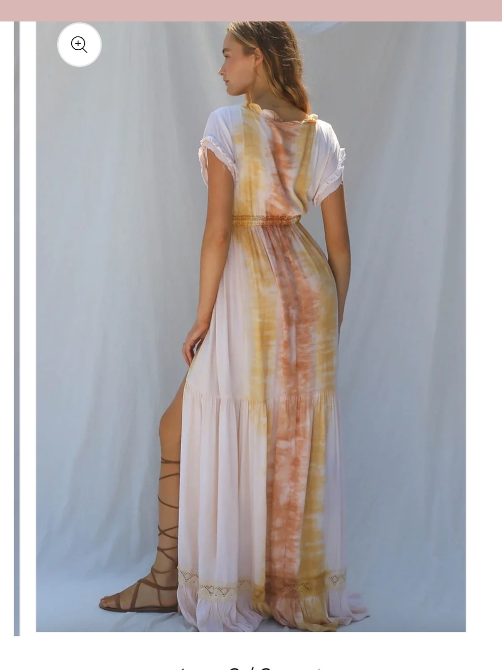 Jen's Pirate Booty Boho Tie-Dye Maxi Dress in Peach & Cream - Picture 2 of 12